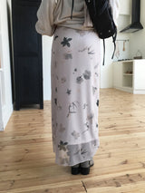 Oriental bloom long skirt
