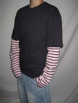 ストライプレイヤードロングスリーブTシャツ (3c)