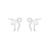 Silver 925 Pure Heart Ribbon Earring
