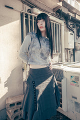 Strap layered midi skirt (Charcoal)