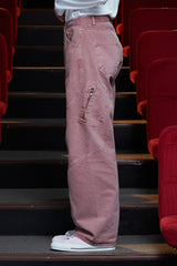 DYED ZIP CARGO PANTS / DARK PINK