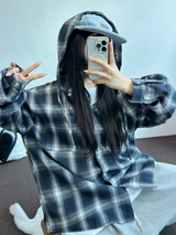 M-3XL✨オーバーフィットボクシーチェックスカート🖤🩶💙✨4カラー