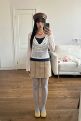 カウルネック レーストップス (IVORY, PINK)