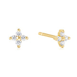 four-leaf clover stud 14k gold plating + 925 silver earrings E064-01G
