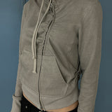 RIGHE UNBALANCE HOODED ZIP-UP GREY