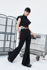 ベーシックファインブーツカットバンディドウエストパンツ (BLACK)