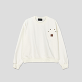 Double pocket patch cropped sweatshirt