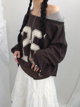 Numbering loose sweatshirt