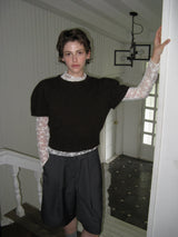 Puff raccoon half knit_brown