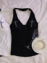 Cubic Cross Dot Halter Top