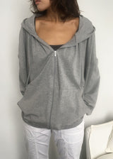 SHIRRING HOOD ZIP-UP 
