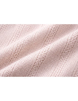 デイジースカラップカラーコントラストショートスリーブニットカーディガン Pink