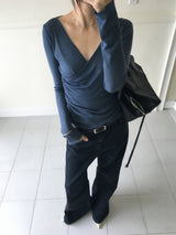 Helen Deep V-neck Shirring Top