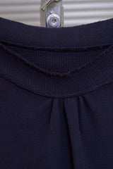 Off Shoulder String Sweatshirt (Navy)