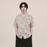 botanical drawing open collar shirt_ivory