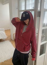 STRIPE WASHING HOOD ZIP-UP (2color)