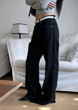 [Unisex] ブラックゴルジフレアデニムパンツ