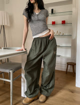 Star Patch Parachute Nylon Pants