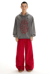 Snake Year Print Rhinestone Hooded Sweatshirt