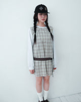 チェックボタンドレス / brown