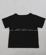 オフショルダーレタリングボクシーショートスリーブTシャツ