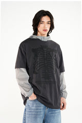 Skull Pixel Graphic Oversized Fit T-shirt