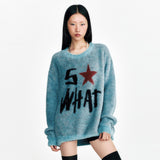 So What ヘアリーニットセーター ターコイズ