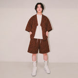 flower turn-up shorts_brown