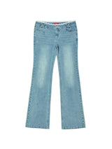 LACE BOOTCUT DENIM PANTS BLUE