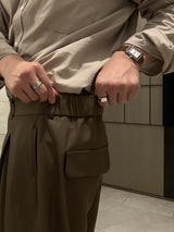 Look Mentless Formal Pintuck Back Banding Wide Slacks