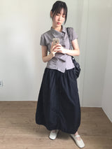 Unbalanced draping blouse (2color)
