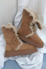 Suede Rabbit Fur Boots
