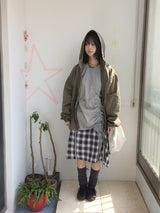 flared check skirt