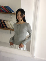 Rocha lace ribbon ribbed long-sleeved T-shirt