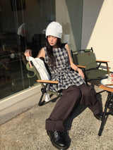 Low Check Pleated Dress (2color)