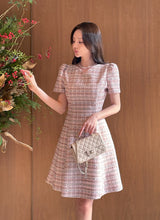 26SS★ Peniel Heart Neck Puff Tweed Flare One Piece