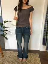 Show Ripple Off-shoulder T-shirt (4color)