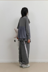 Side Fur Trim Sweatpants / Charcoal
