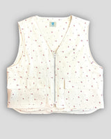 Flower Walk Zip-Up vest Ivory