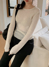 Rose See-through Wool Slim Rib Knit (6color)