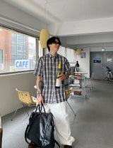 No.1255 T check half SHIRT (3color)