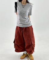 NYLON PARACHUTE BERMUDA PANTS❤🖤🩶💚