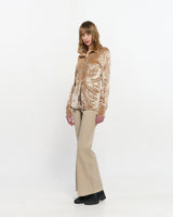 Embroidered Velvet Slim Shirt _ BEIGE