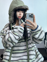 フリース❤リベットツーピンタックロングパンツ🖤🤍🩶3カラー