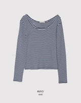 デイリーボーダーUネックロングスリーブTシャツ (3color)
