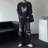 バタフライプリント長袖Tシャツ (DP779389802718)