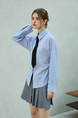 LOWELL SLIM FIT STRIPE SHIRRLING SHIRT / SKY BLUE