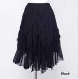 Slide diagonal frill midi skirt