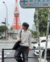 モエン ワッフル クロップ ロング スリーブ ティーシャツ