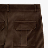 Strangerリラックスフィットヴェルベットカーゴパンツ(Brown)